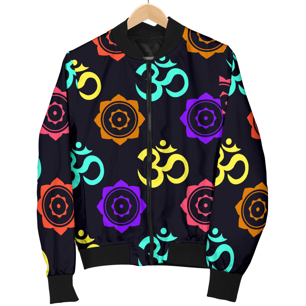 Chakra OM Print Pattern Men Bomber Jacket