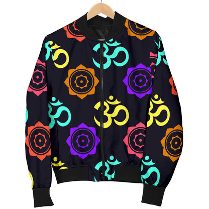 Chakra OM Print Pattern Men Bomber Jacket