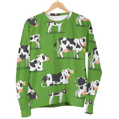 Cow Happy Print Pattern Women Long Sleeve Sweatshirt