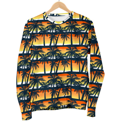 Palm Tree Sunset Design Print Women Long Sleeve Sweatshirt