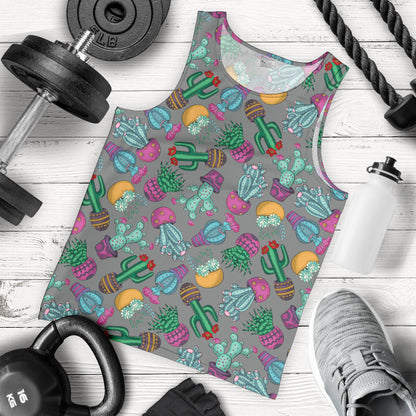 Cactus Colorful Print Pattern Men Tank Top