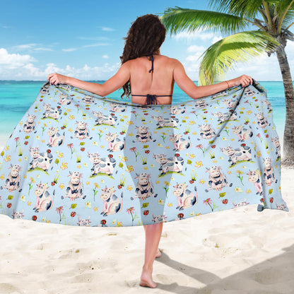 Cow Happy Pattern Print Design 05 Sarong Pareo Wrap