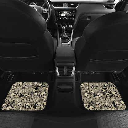 Skeleton Design Print Car Floor Mats Front Back