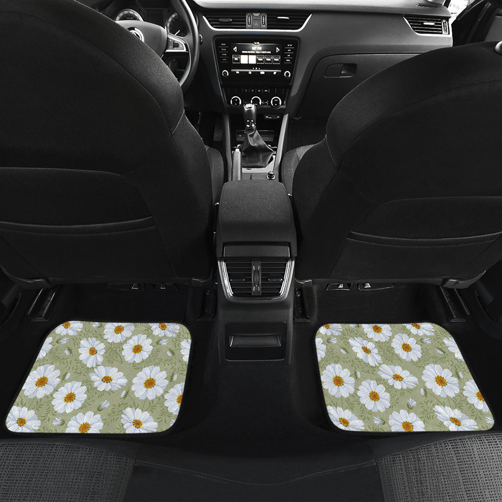 Daisy Yellow Print Pattern Car Floor Mats Front Back