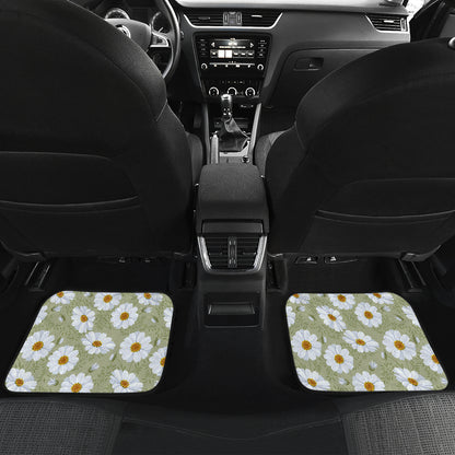 Daisy Yellow Print Pattern Car Floor Mats Front Back