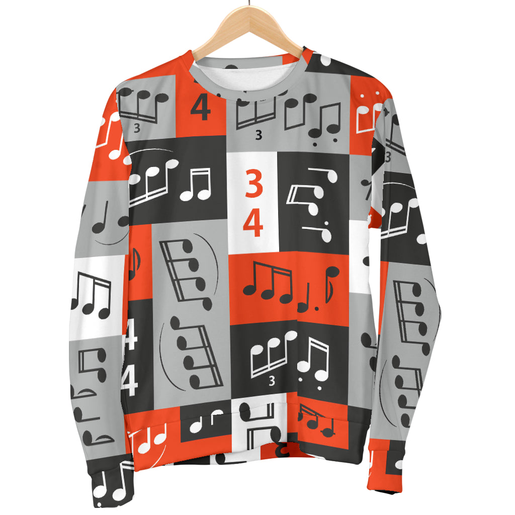Music Note Design Themed Print Women Long Sleeve Sweatshirt