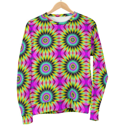 Optical illusion Flower Rainbow Style Men Long Sleeve Sweatshirt