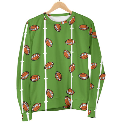 American Football on Field Themed Print Men Long Sleeve Sweatshirt