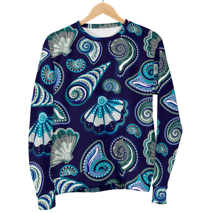 Beach Seashell Blue Print Men Long Sleeve Sweatshirt