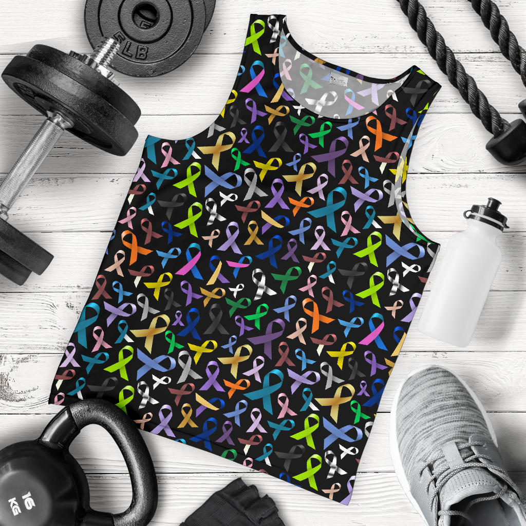 Breast Cancer Awareness Colorful Print Men Tank Top