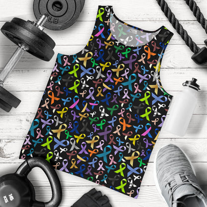 Breast Cancer Awareness Colorful Print Men Tank Top