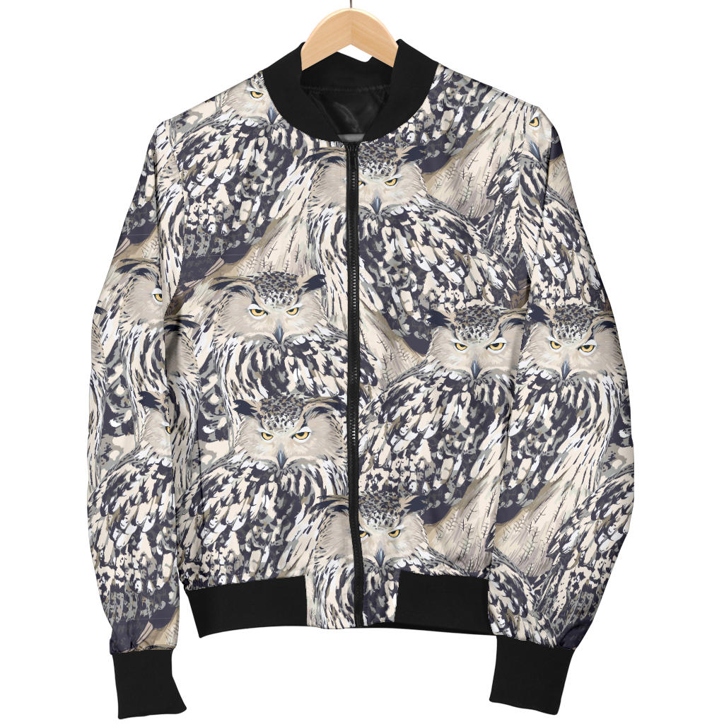 Owl Realistic Themed Design Print Men Bomber Jacket