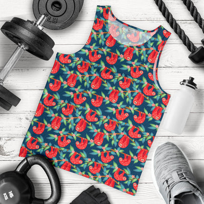 Sloth Red Design Themed Print Men Tank Top