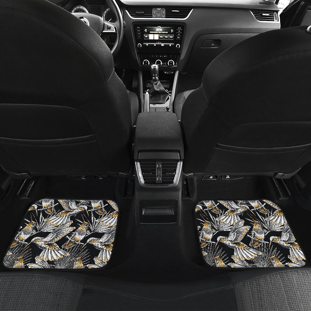 Hummingbird Gold Design Themed Print Car Floor Mats Front Back