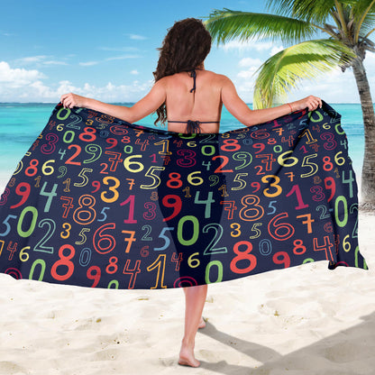 Number Pattern Print Design A01 Sarong Pareo Wrap