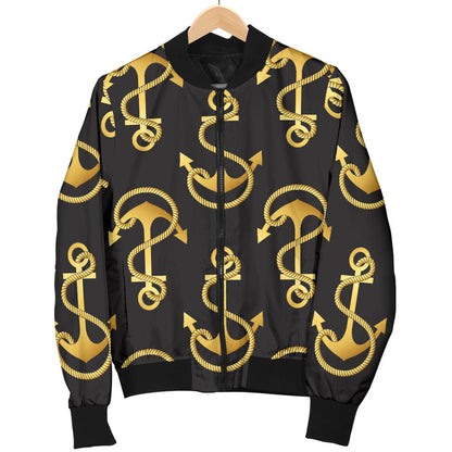 Anchor Gold Pattern Men Bomber Jacket