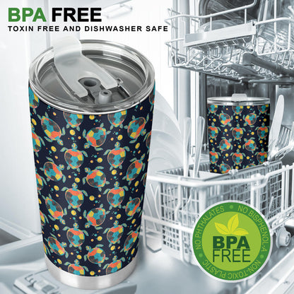 Sea Turtle Colorful with bubble Print Tumbler