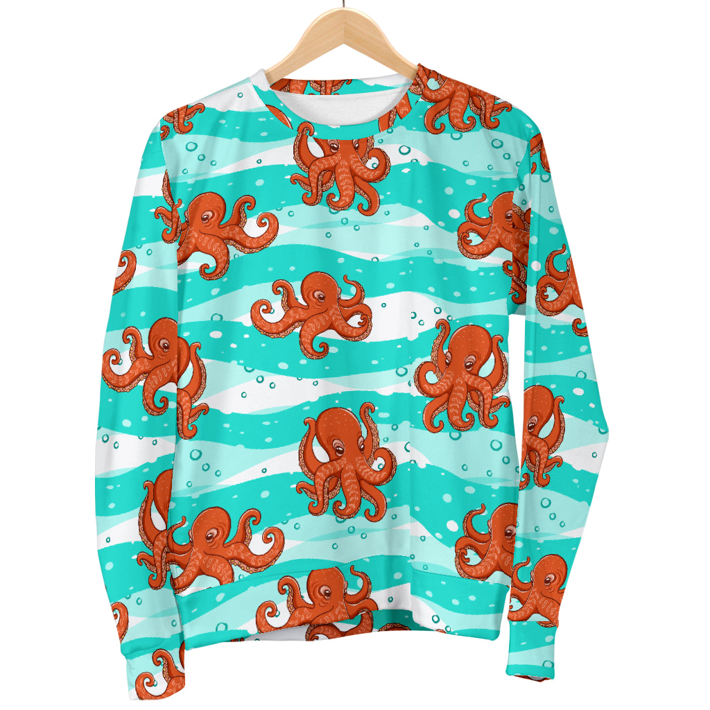 Octopus Cute Design Print Themed Men Long Sleeve Sweatshirt