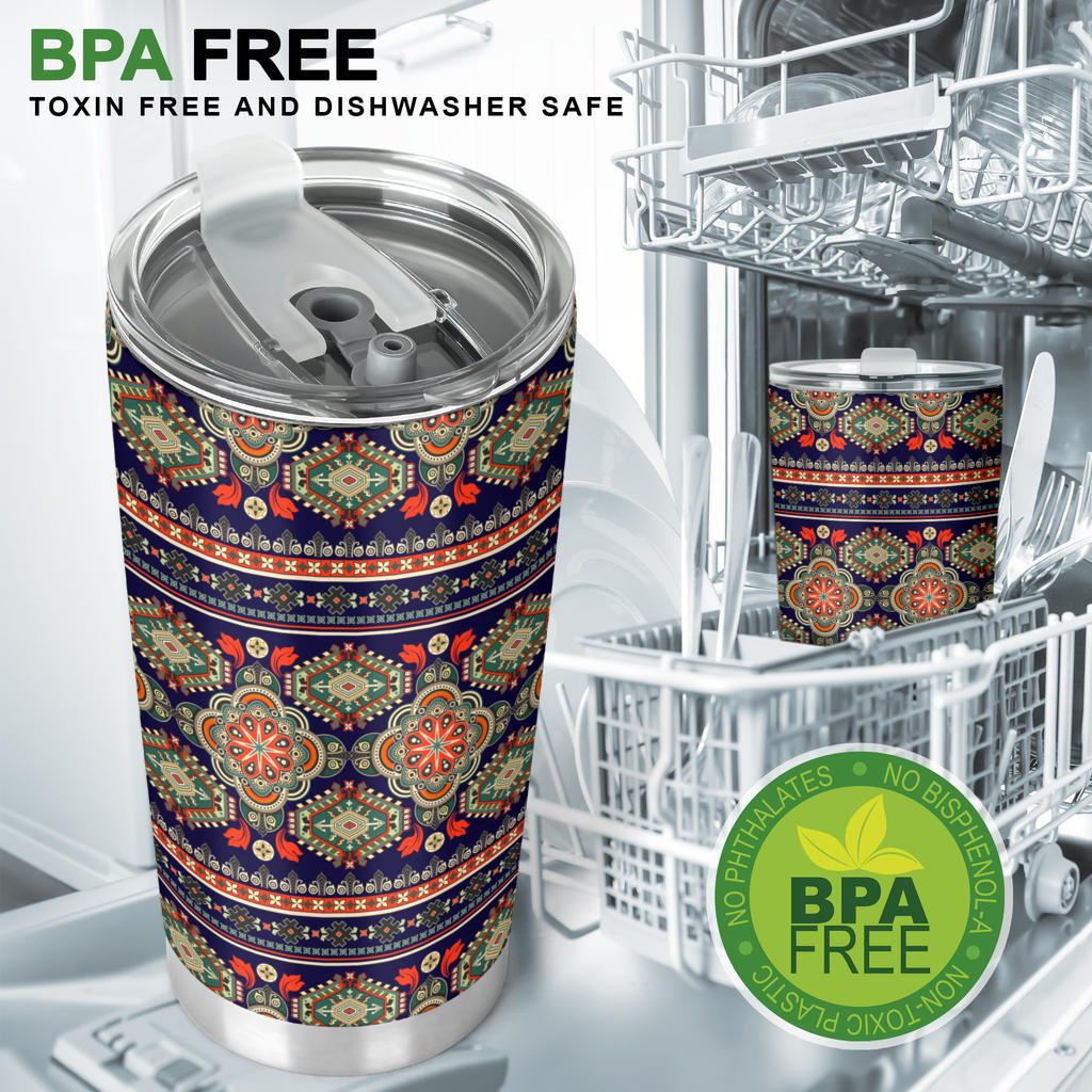 Ethnic Geometric Print Pattern Tumbler
