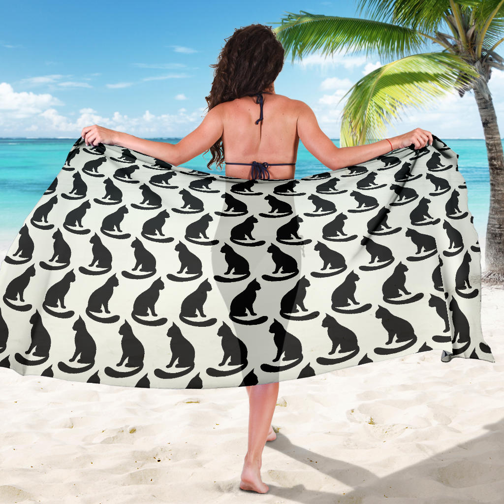 Black Cat Pattern Print Design 02 Sarong Pareo Wrap
