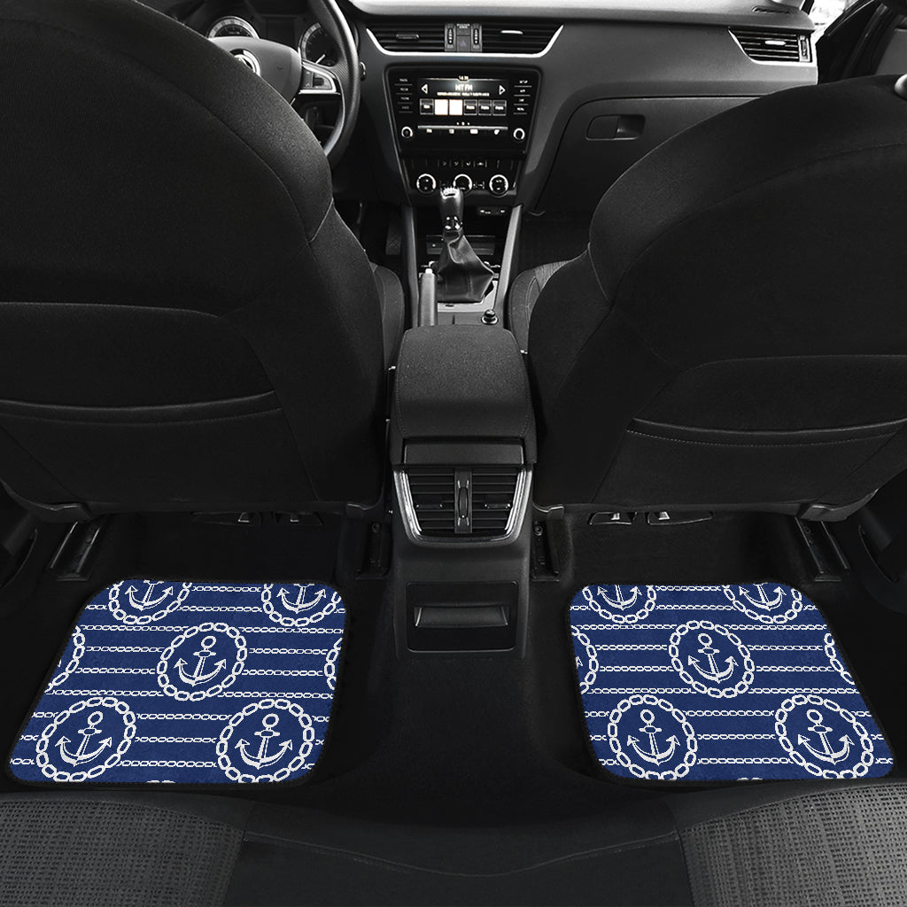 Anchor Stripe Pattern Car Floor Mats Front Back