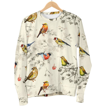 Bird Watercolor Design Pattern Men Long Sleeve Sweatshirt