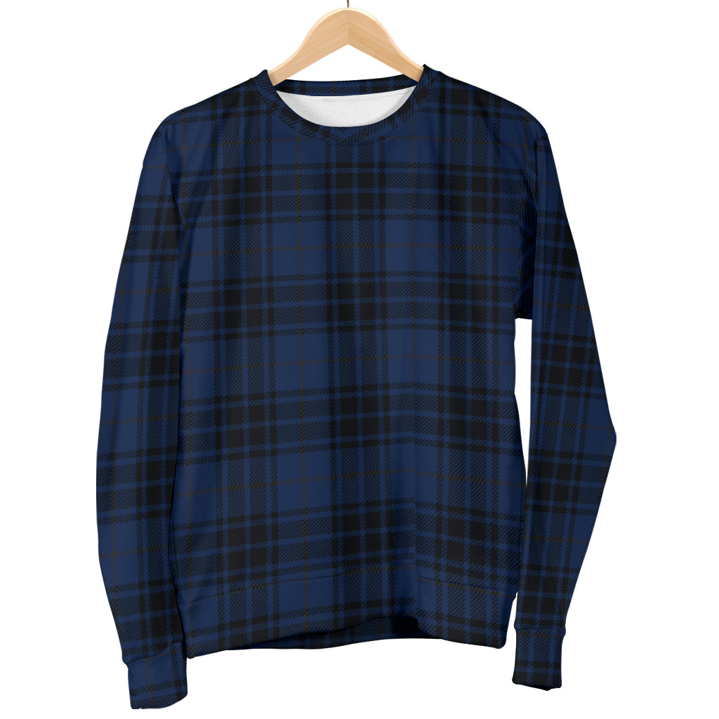 Navy Blue Tartan Plaid Pattern Women Long Sleeve Sweatshirt