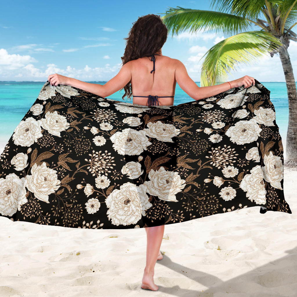 Peony Pattern Print Design A02 Sarong Pareo Wrap