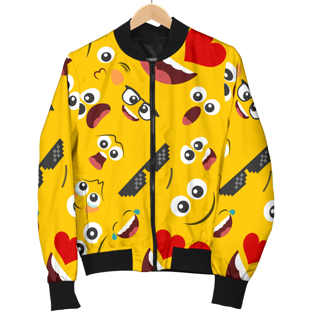 Emoji Face Print Pattern Men Bomber Jacket