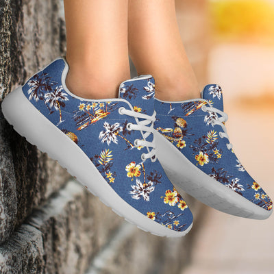Hawaiian Flower Blue Print Athletic Shoes