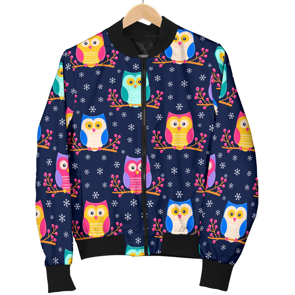 Owl Cute Themed Design Print Men Bomber Jacket
