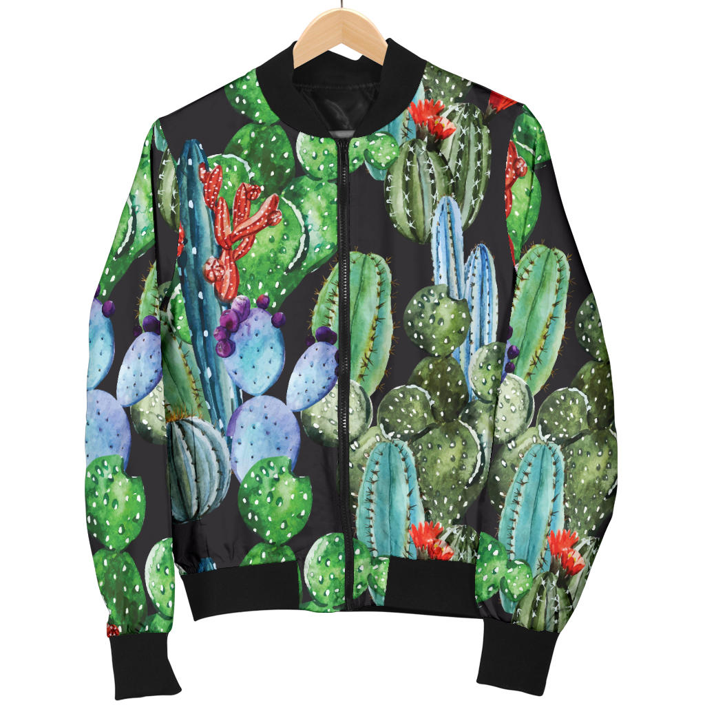 Cactus Watercolor Style Print Men Bomber Jacket