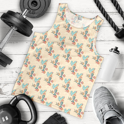 Mermaid Girl With Fish Design Print Men Tank Top