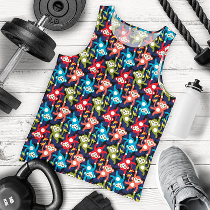 Monkey Colorful Design Themed Print Men Tank Top