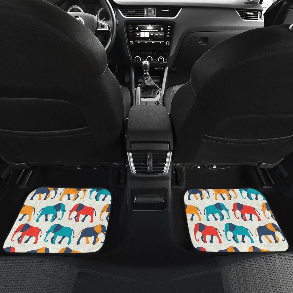 Elephant Colorful Print Pattern Car Floor Mats Front Back