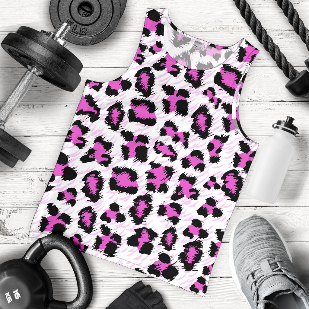 Leopard Pink Skin Print Men Tank Top