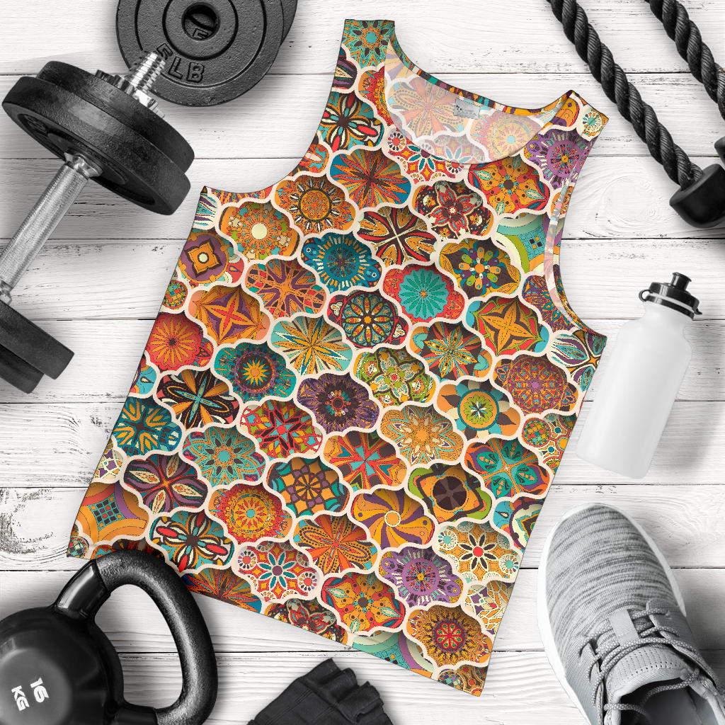 Mandala Mosaic Themed Design Print Men Tank Top