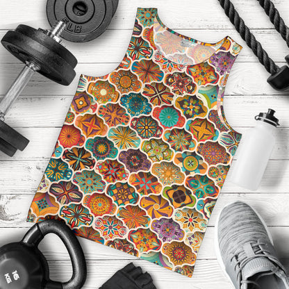 Mandala Mosaic Themed Design Print Men Tank Top