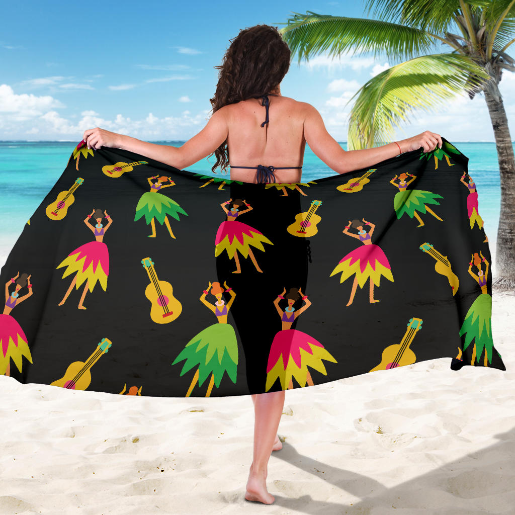 Hula Dancers Hawaiian Girl Pattern Print Design 03 Sarong Pareo Wrap