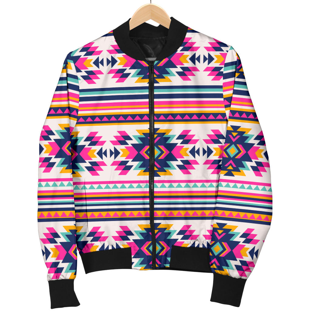 Indian Navajo Neon Themed Design Print Men Bomber Jacket