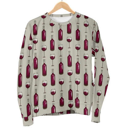 Wine Bottle Pattern Print Men Long Sleeve Sweatshirt