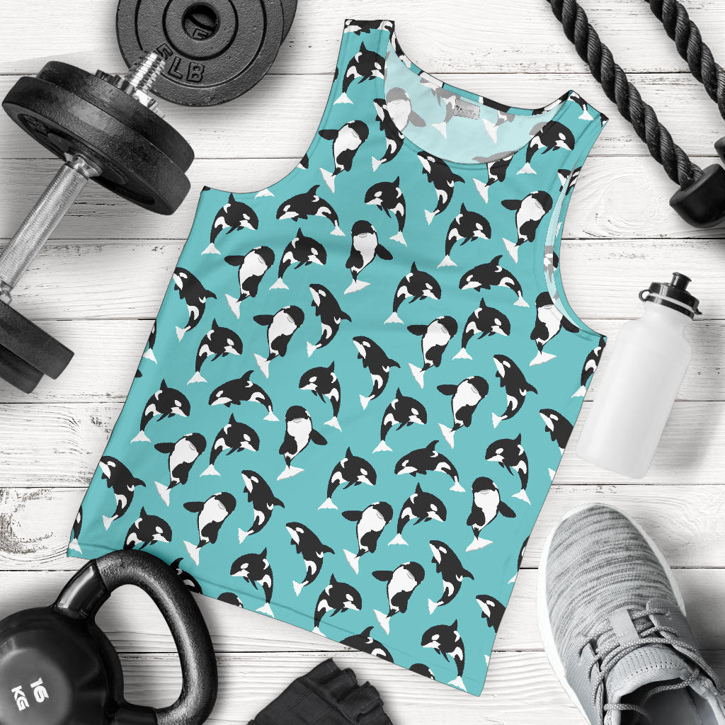 Whale Action Design Themed Print Men Tank Top