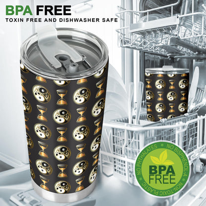 Yin Yang Skull Themed Design Print Tumbler