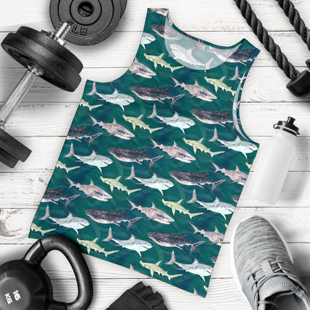 Shark Style Print Men Tank Top
