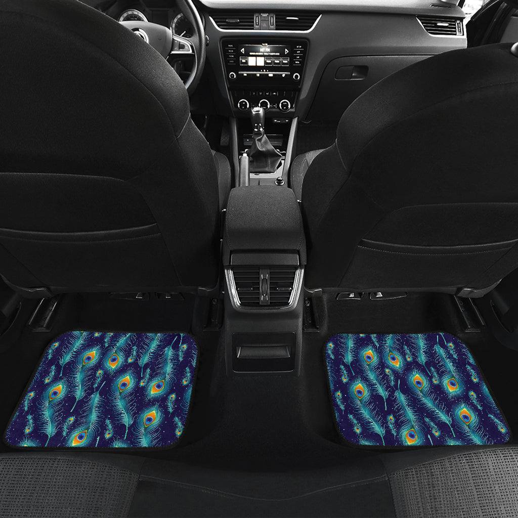 Peacock Feather Blue Design Print Car Floor Mats Front Back