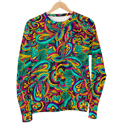 Psychedelic Trippy Floral Design Men Long Sleeve Sweatshirt