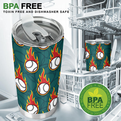 Baseball Fire Print Pattern Tumbler