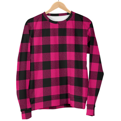 Pink Tartan Plaid Pattern Men Long Sleeve Sweatshirt