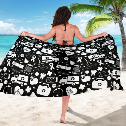 Medical Pattern Print Design 01 Sarong Pareo Wrap