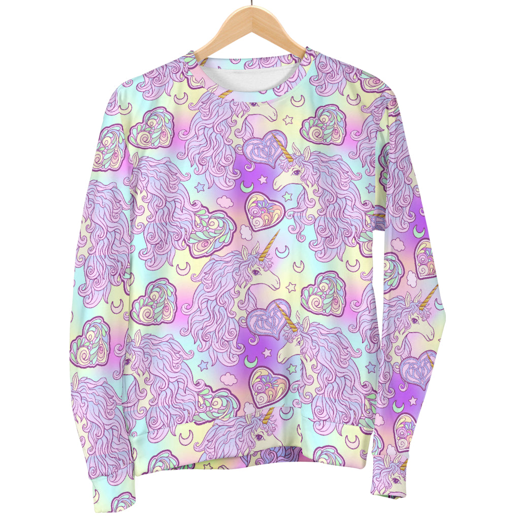 Unicorn Rainbow Star Heart Print Men Long Sleeve Sweatshirt